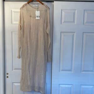 Zara Beige Long Sleeve Knit Dress